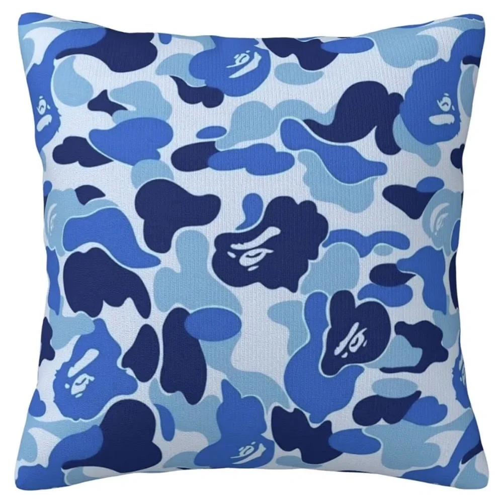 Set of 2 Blue Camouflage Abstract Throw Pillow Covers – 18x18”